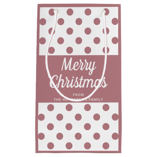 Moderne Roze Script Prettig Kerstfeest Klein Cadeauzakje (Voorkant)