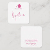 Moderne Roze Script Schoonmaakdienst  Vierkante Visitekaartje (Voorkant / Achterkant)