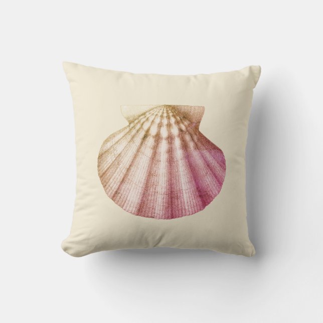 Moderne  Roze Shell op Cream Beige Kussen (Voorkant)