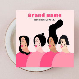 Moderne Roze Sieraden Winkel Crafter Oorbellen Hou Vierkante Visitekaartjes