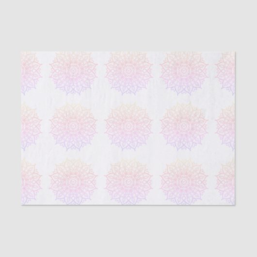 Moderne Roze Sinaasappel Paarse Ombre Mandala Deco Tissuepapier (Voorkant)