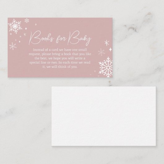 Moderne Roze Sneeuwvlokken Baby shower Boeken voor Informatiekaartje (Voorkant / Achterkant)