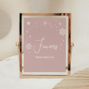 Moderne Roze Sneeuwvlokken Baby shower Favors Poster