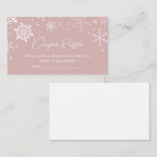 Moderne Roze Sneeuwvlokken Baby shower Luier Raffl Informatiekaartje (Voorkant / Achterkant)