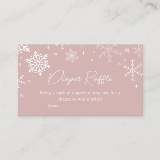 Moderne Roze Sneeuwvlokken Baby shower Luier Raffl Informatiekaartje (Voorkant)