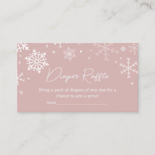 Moderne Roze Sneeuwvlokken Baby shower Luier Raffl Informatiekaartje