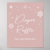 Moderne Roze Sneeuwvlokken Baby shower Luier Raffl Poster (Voorkant)