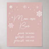 Moderne Roze Sneeuwvlokken Baby shower Mom Osa Bar Poster (Voorkant)
