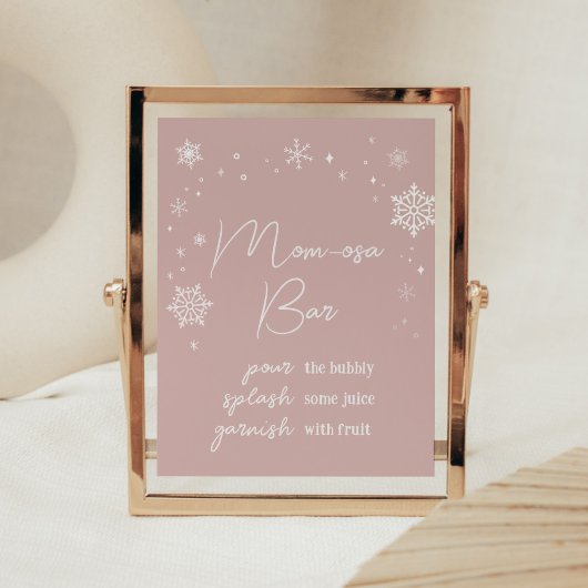 Moderne Roze Sneeuwvlokken Baby shower Mom Osa Bar Poster