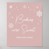 Moderne Roze Sneeuwvlokken Baby's Zijn Zoet Poster (Voorkant)