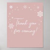 Moderne Roze Sneeuwvlokken Bedankt voor je komst Poster (Voorkant)