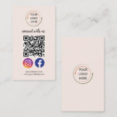 Moderne Roze Sociale Media QR Code Business Visitekaartje (Voorkant / Achterkant)