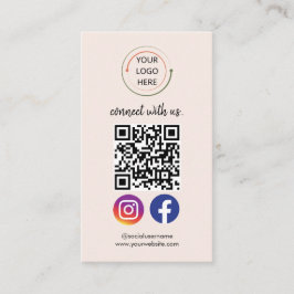 Moderne Roze Sociale Media QR Code Business Visitekaartje