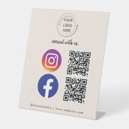 Moderne roze sociale media QR-code Reclamebord Met Voetstuk