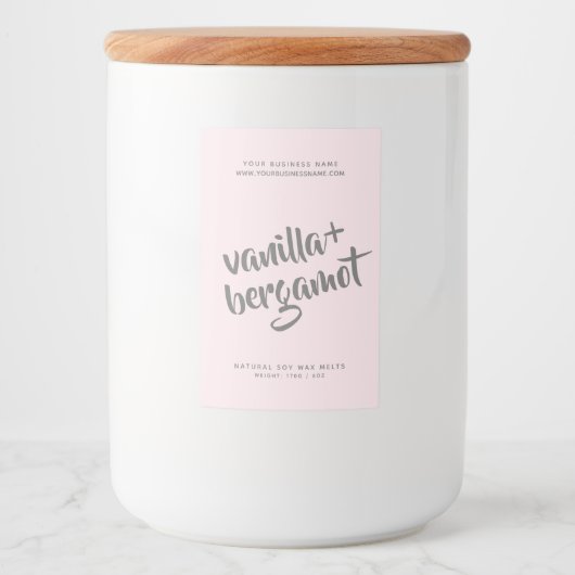 Moderne roze sojafsmeletiket voedselcontainer etiket (Voorkant)