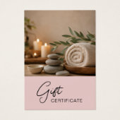 Moderne Roze Spa Massage Therapeut Geschenkcertifi Visitekaartje (Voorkant)