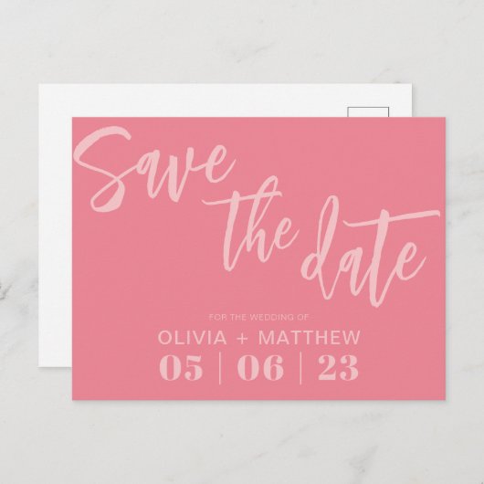 Moderne roze sparen de Datum Aankondigingskaart (Voorkant / Achterkant)