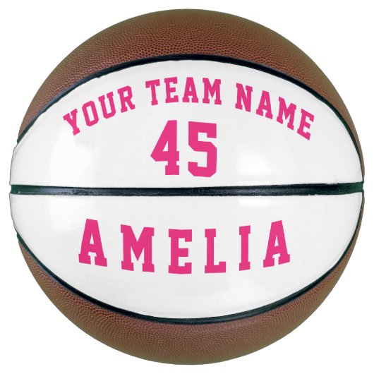 Moderne Roze Speler Teamnaam Nummer  Basketbal (Voorkant)