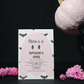Moderne roze spook Halloween 1e verjaardag Kaart