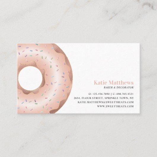 Moderne Roze Sprinkle Donut Bakery Cake Pastry Visitekaartje (Voorkant)