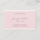 Moderne roze, stijlvolle legante script minimalist visitekaartje (Achterkant)