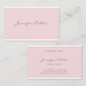 Moderne roze, stijlvolle legante script minimalist visitekaartje (Voorkant / Achterkant)