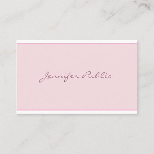Moderne roze, stijlvolle legante script minimalist visitekaartje (Voorkant)