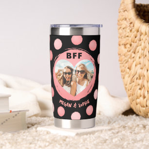 Moderne Roze Stippen BFF Beste Vriendin Foto Geïsoleerde Drinkbeker