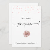 Moderne roze Stippen Eerste Prosecco teken Kaart (Voorkant / Achterkant)