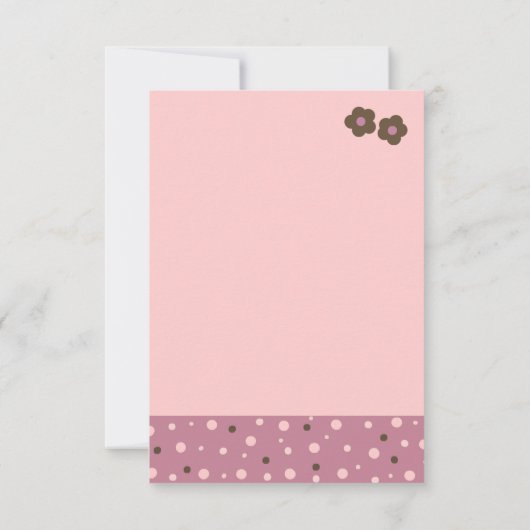 Moderne roze Stippen en bloemen uitnodiging (Achterkant)