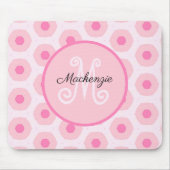 Moderne roze Stippen Geometrische monogram Muismat (Voorkant)