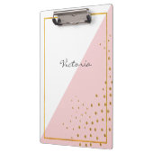 Moderne roze Stippen met trendy gouden kleuren voe Klembord (Links)