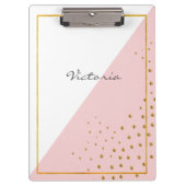 Moderne roze Stippen met trendy gouden kleuren voe Klembord (Voorkant)