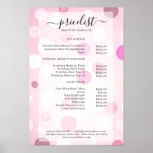 Moderne roze Stippen Patroon Salon Preisliste Poster