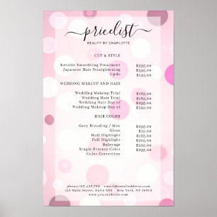 Moderne Roze Stippen Patroon Salon Prijslijst Poster