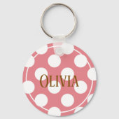 Moderne Roze Stippen Sleutelhanger (Voorkant)