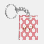 Moderne Roze Stippen Sleutelhanger (Voorkant Links)