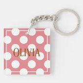 Moderne Roze Stippen Sleutelhanger (Achterkant)