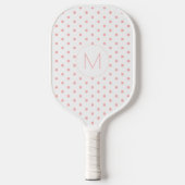 Moderne Roze Stippenpatroon Initiële Monogram Pickleball Paddle (Voorkant)