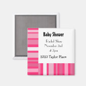 Moderne Roze Streep Baby Shower Magneet (Voorkant / Achterkant)