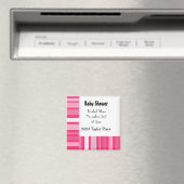 Moderne Roze Streep Baby Shower Magneet (Insitu (Vaatwasser))