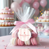 Moderne Roze Streep Hart Valentijnsdag Baby Shower Ronde Sticker