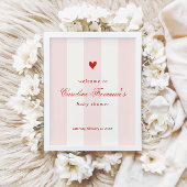 Moderne Roze Streep Hart Valentijnsdag Tafel Welko Poster