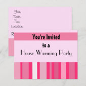 Moderne Roze Streep Huis Verwarming Feest Kaart (Voorkant / Achterkant)