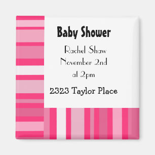 Moderne roze strepe Baby shower Magnet
