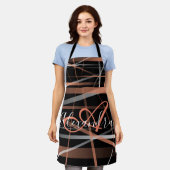 Moderne Roze Strepen Abstract Monogram Kok Schort (Gedragen)