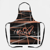Moderne Roze Strepen Abstract Monogram Kok Schort (Voorkant)