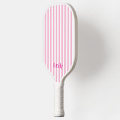 Moderne Roze Strepen Custom Naam Pickleball Paddle (Links)