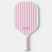 Moderne Roze Strepen Custom Naam Pickleball Paddle (Voorkant)