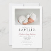 Moderne Roze Strepen Elegante Meisje Doop Foto Kaart (Voorkant)